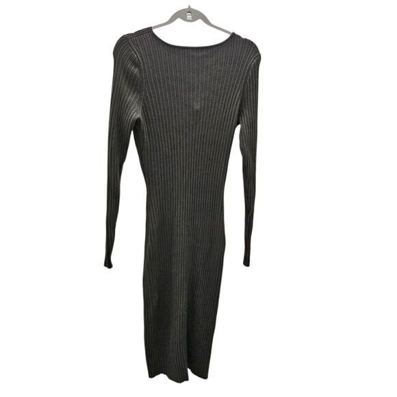 Ramy Brook Pilar Dress Large Green Cut Out Ribbed Knit Sweater Midi Cashmere - Picture 3 of 11